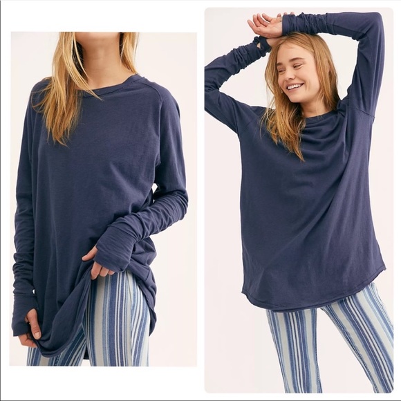 NWT Free People We The Free Arden Tee - Navy - Picture 7 of 10